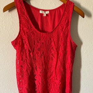 Love, Fire red lace tank top